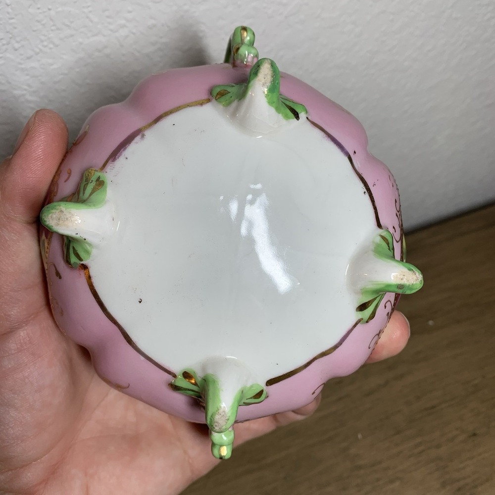 VTG Moriage Porcelain Creamer Sugar Bowl Set Roses Gold Trim Green Purple Fancy - Picture 6 of 7